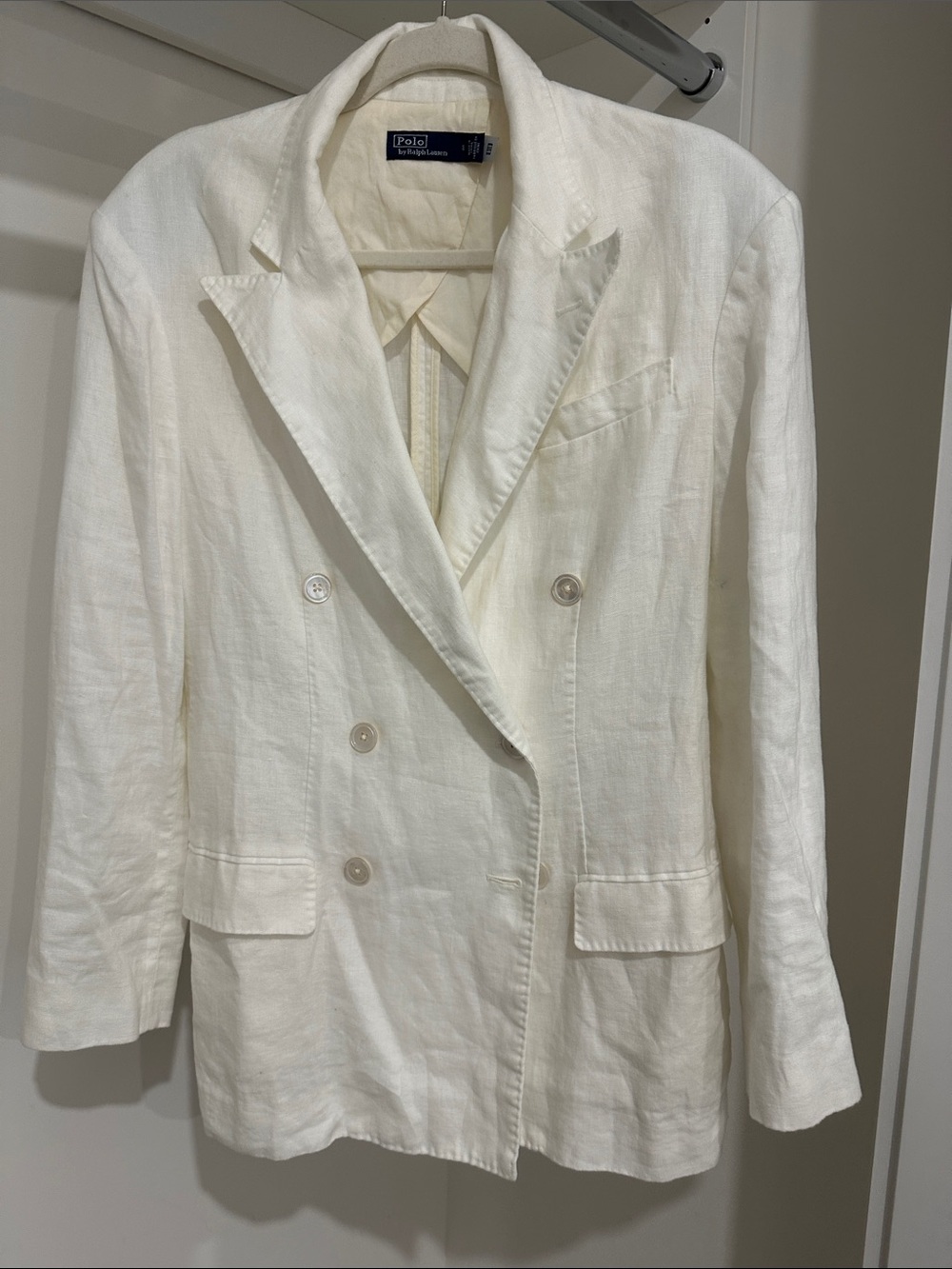 Polo by Ralph Lauren Women's Ivory Double-Breasted Linen Blazer